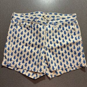 J.Crew‎ Tulip Print Shorts women’s size 0. City fit. Floral off white/blue